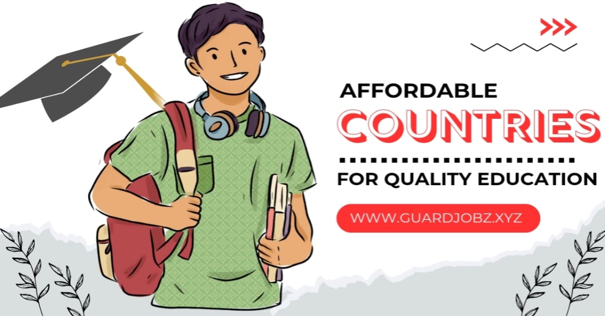 "Affordable Countries for Quality Education" WITH A BOY HOLDING BAG